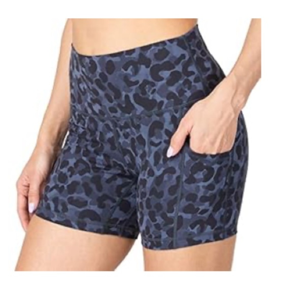 Sunzel Women's Navy Patterned Blue Camo Bike Shorts